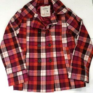 Old Navy Girls Youth XL Plaid Peacoat Fall Coat